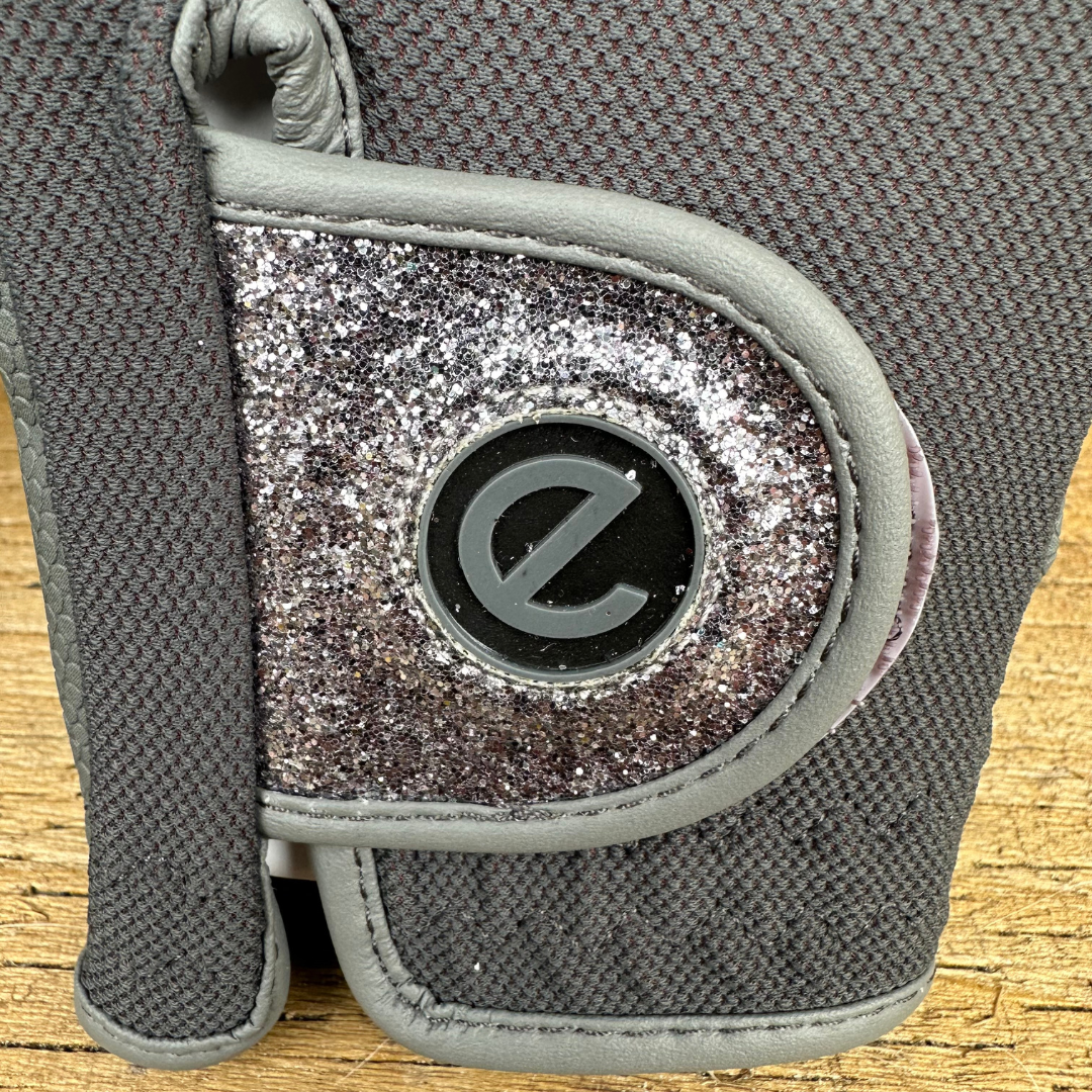 eQUEST GripPro X-LITE Riding Gloves - Grey & Silver Glitter Cuff