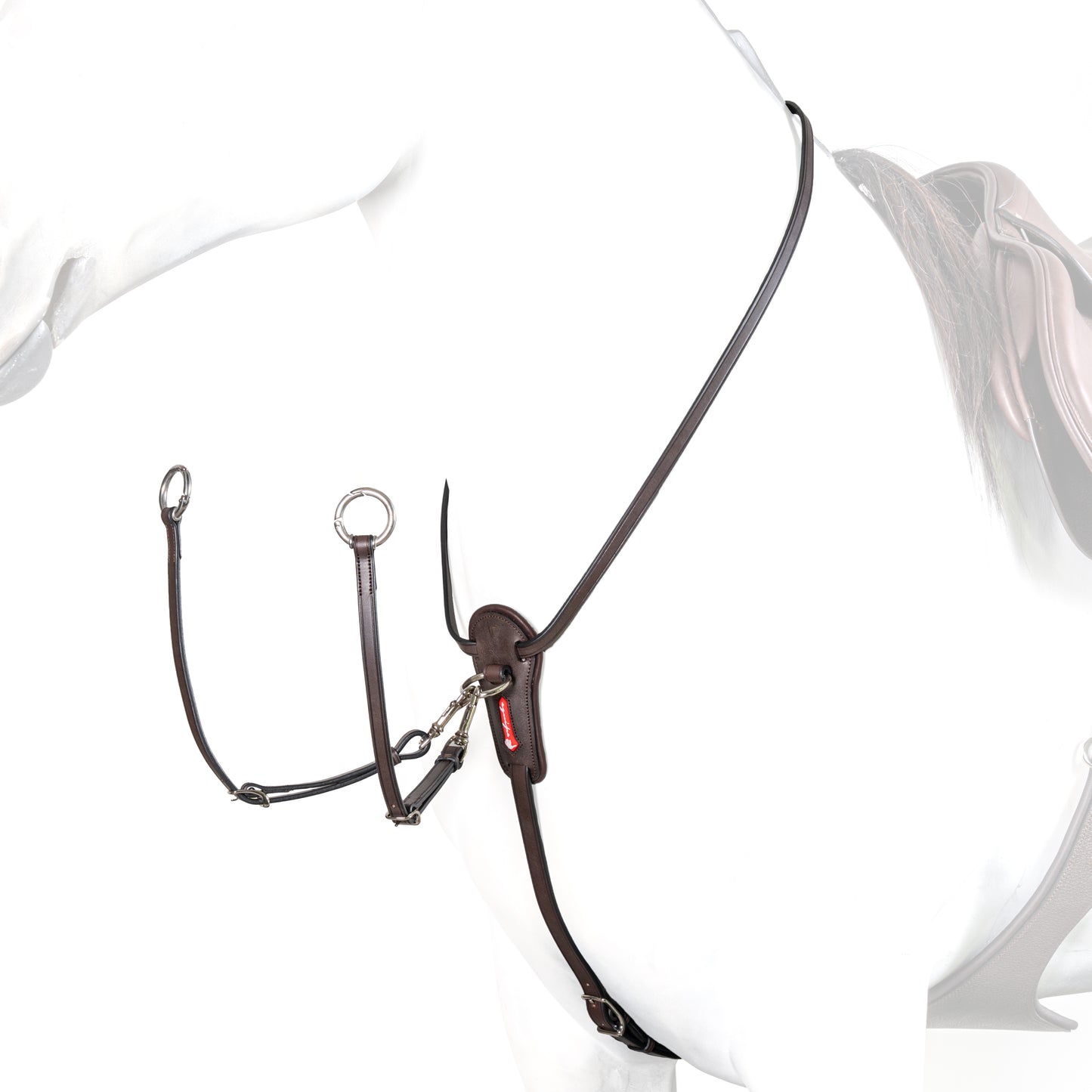 LEATHER COLLIER MARTINGALE with REMOVABLE FORK- SILVER- Brow