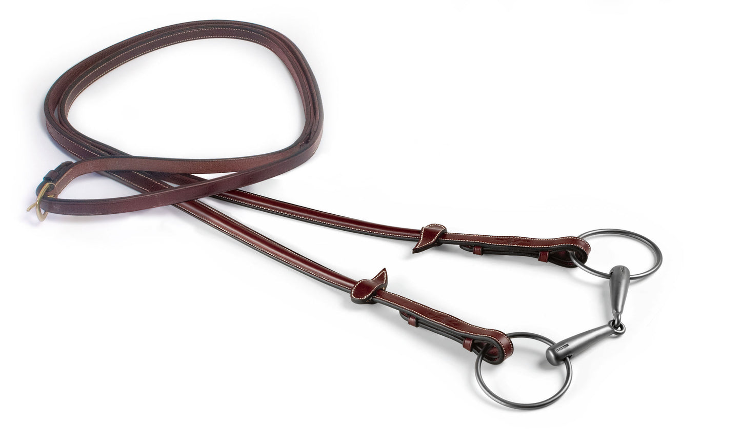 1/2 RUBBER REINS RAISED - Red/Brown - Full