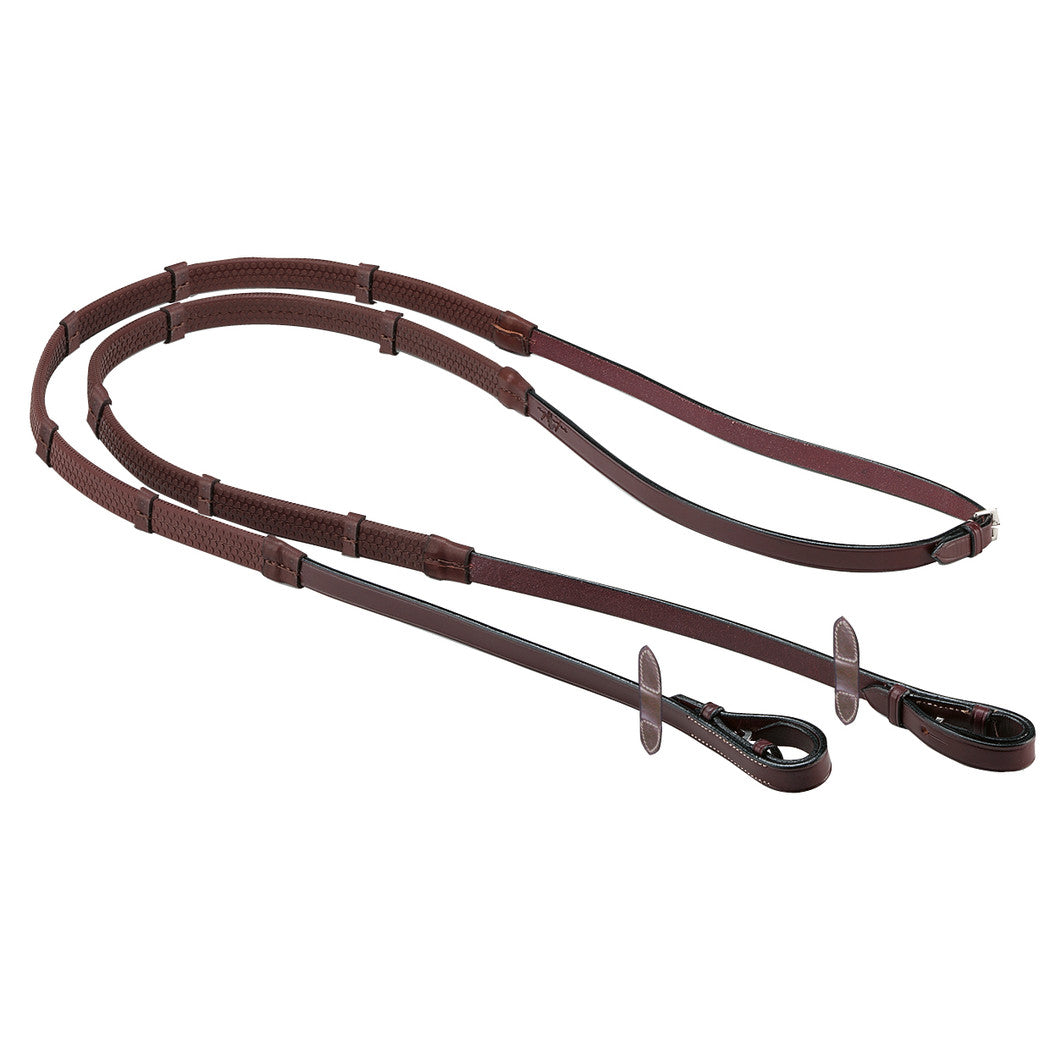 RUBBER REINS WITH LOOPS - BRASS FITTINGS - Newmarket - Cob
