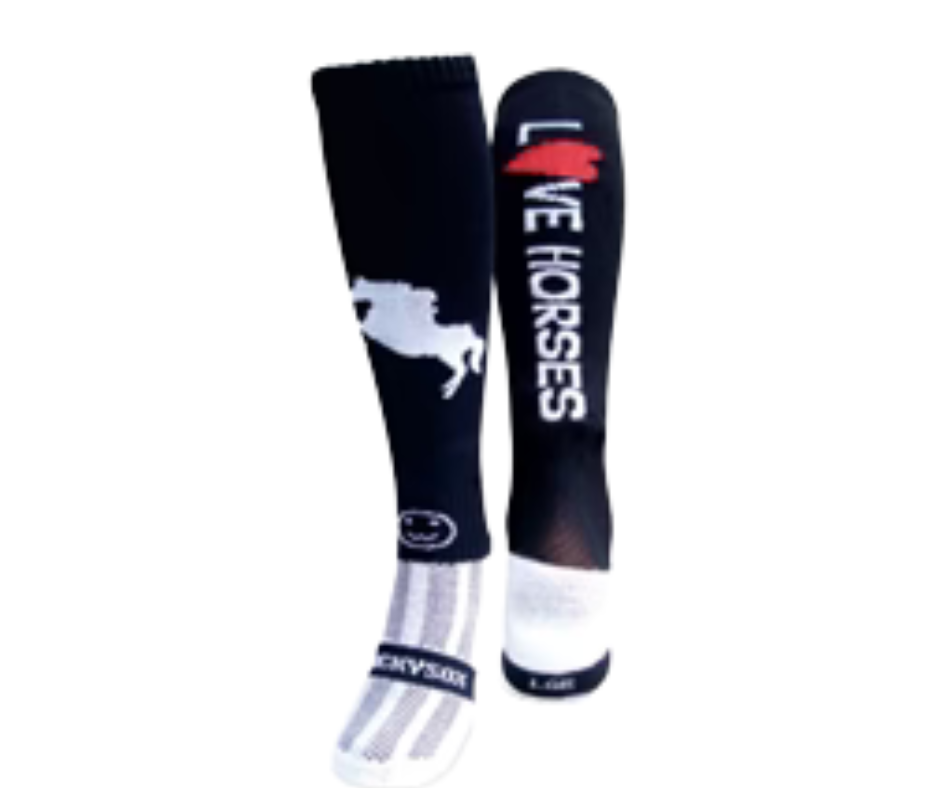 Love Horses Black Knee Length Socks