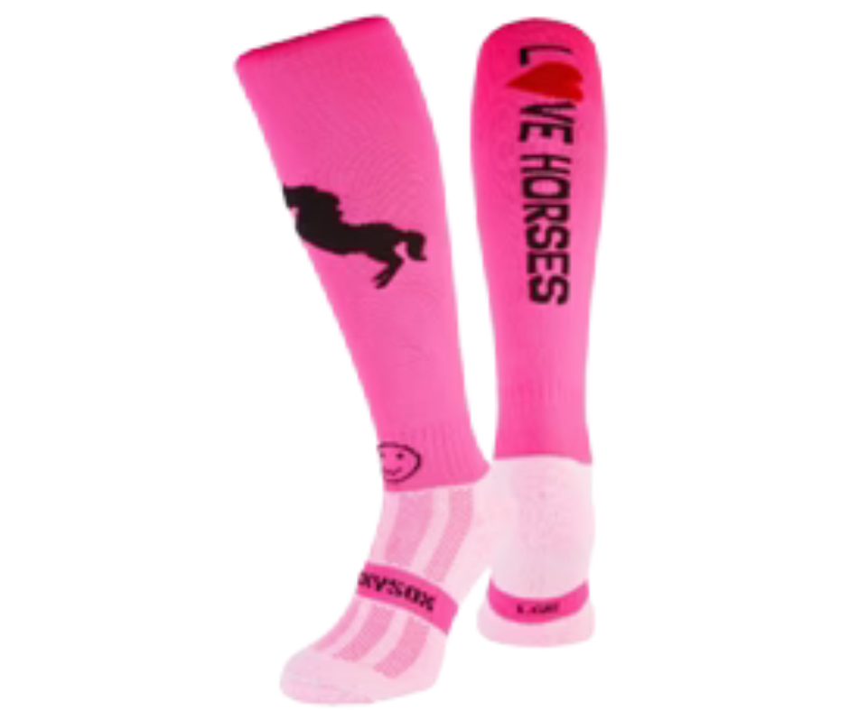 Love Horses Vivid Pink Knee Length Socks,