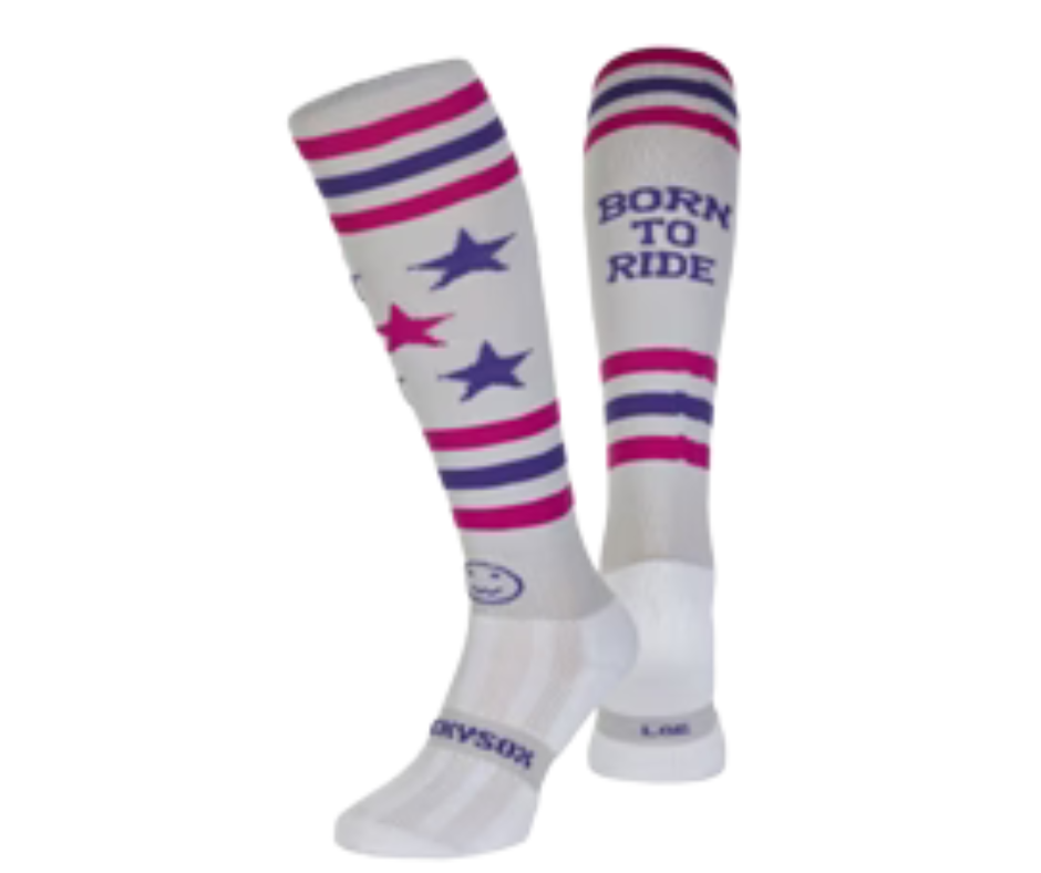Born To Ride Silver Knee Length Socks