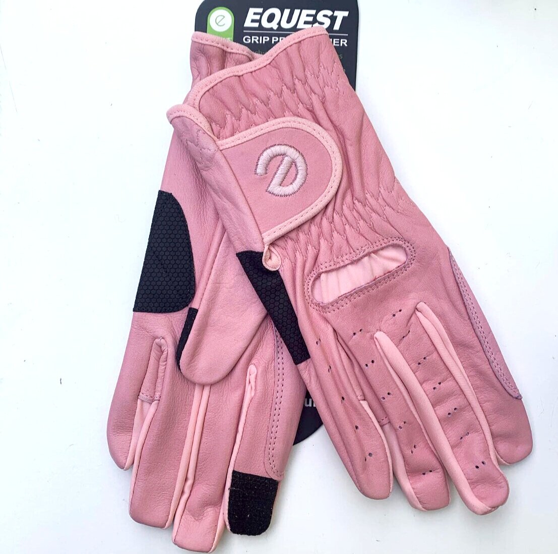 eQUEST GripPro Leather Touchscreen Riding Gloves - Blush Pink | Classic English Style