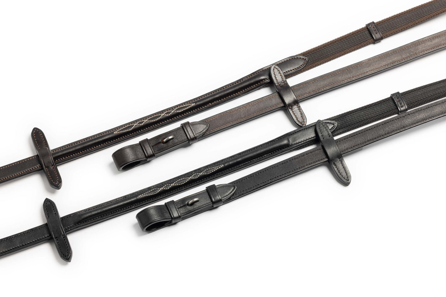 Menetics Fancy Hand Grip Rubber Web Reins- Black- One size