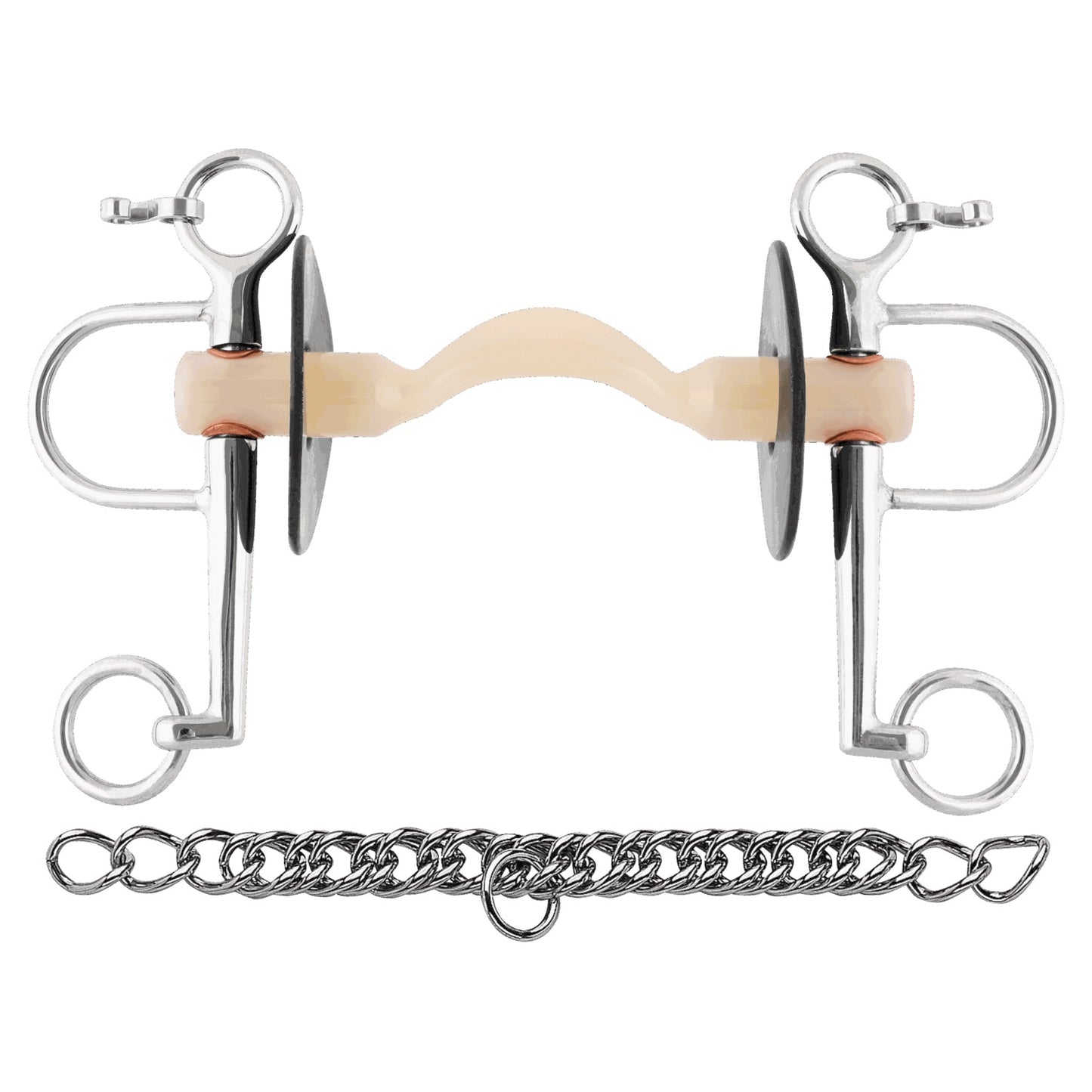 NATHE PELHAM 20MM W.SOFT MULLEN MOUTH W.PORT & LONG CHEEKS-