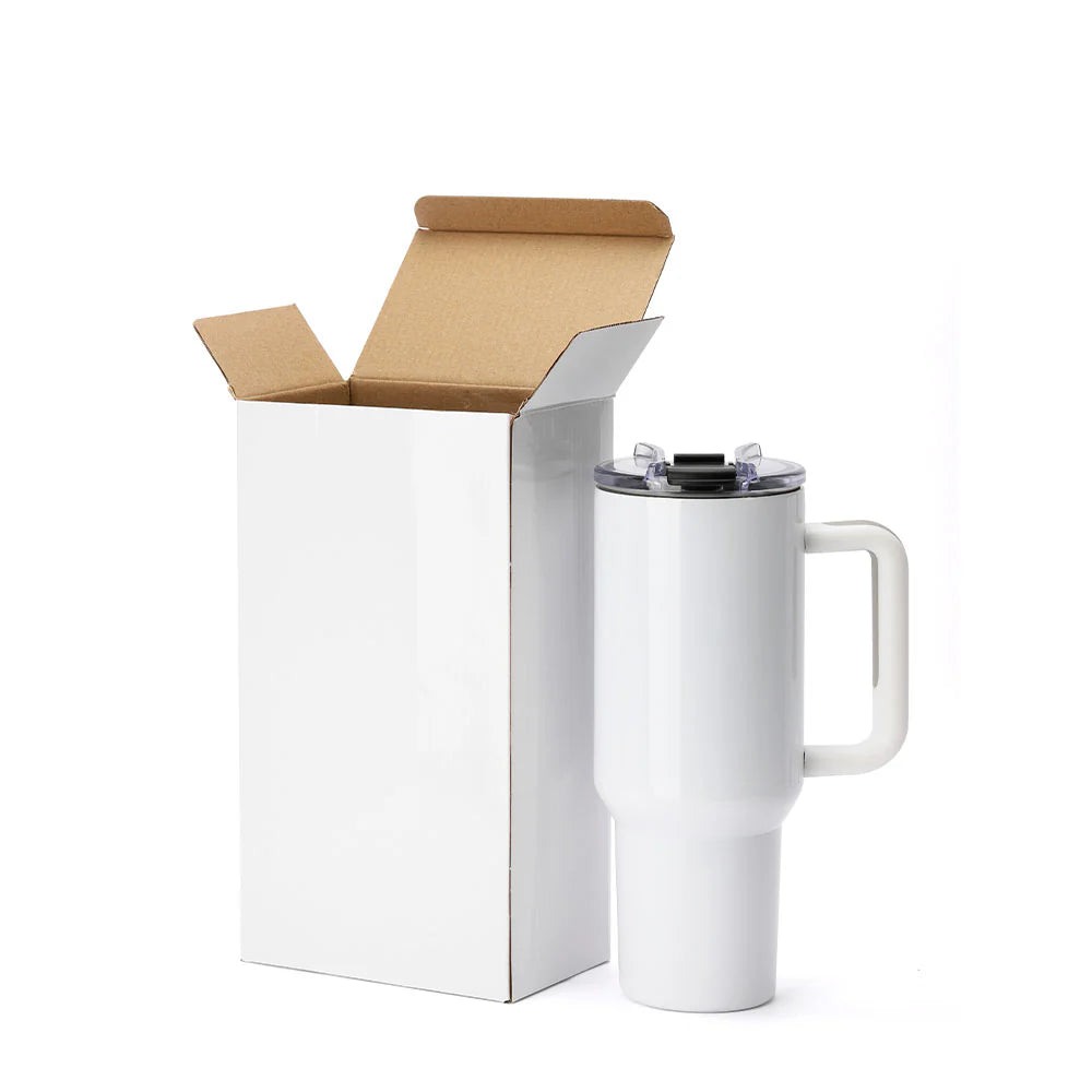 Personalised 40OZ Travel Mug with Plastic Handle - White