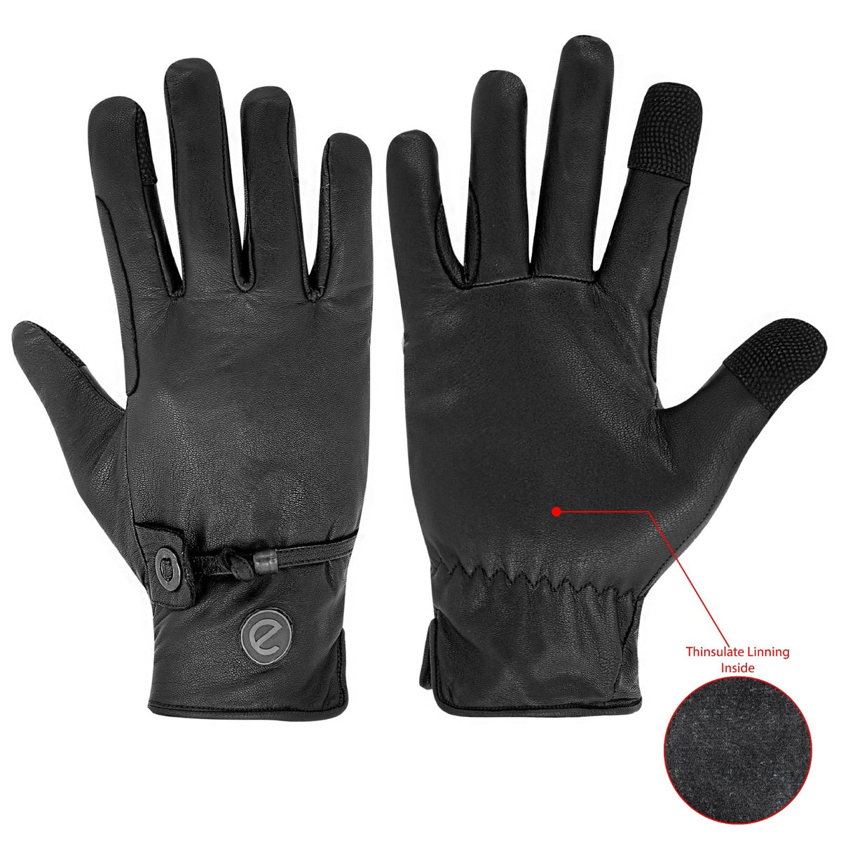 eQUEST GripPro Western Leather Riding Gloves – Black | Thinsulate Lined | Touchscreen