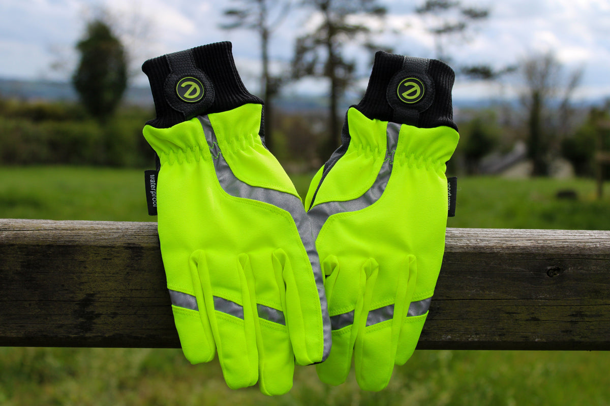eQUEST Waterproof Hi-Vis Riding & Yard Gloves – Hi-Vis Yellow | Warm & Reflective