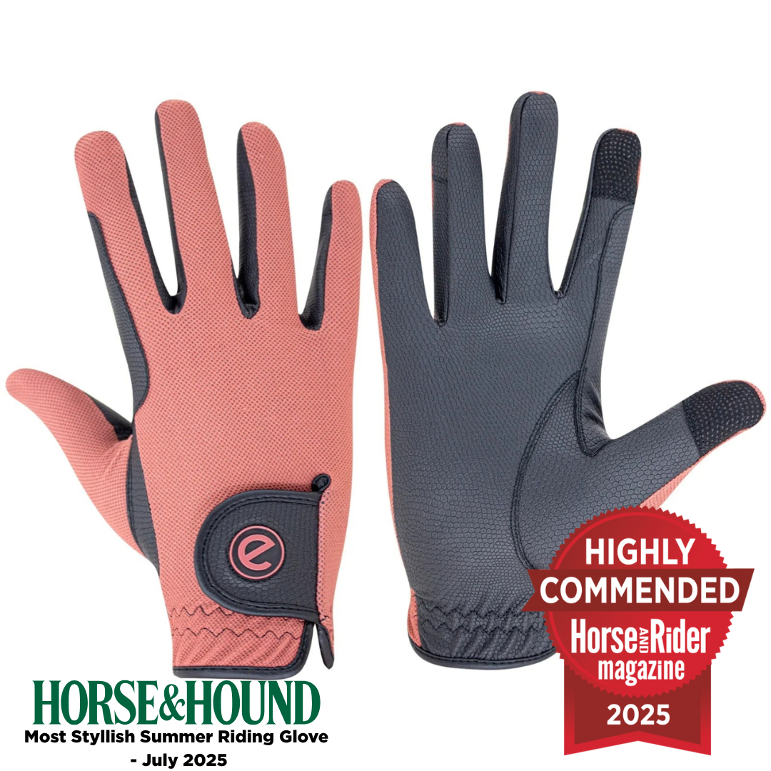 eQUEST GripPro X-LITE Riding Gloves - Coral Regular Cuff