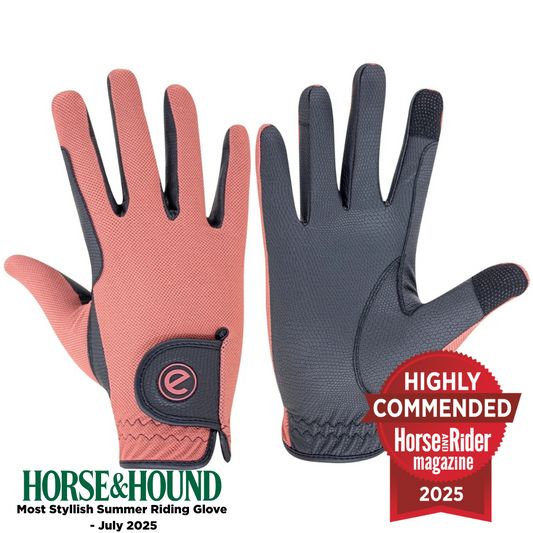 eQUEST GripPro X-LITE Riding Gloves - Coral Regular Cuff