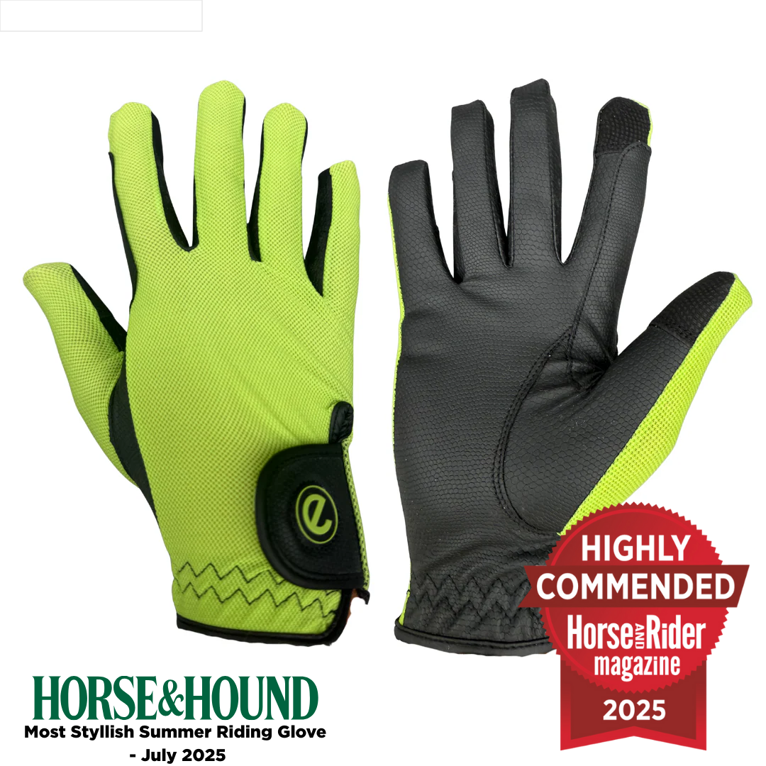 eQUEST GripPro X-LITE Riding Gloves - Lime Green Regular Cuff