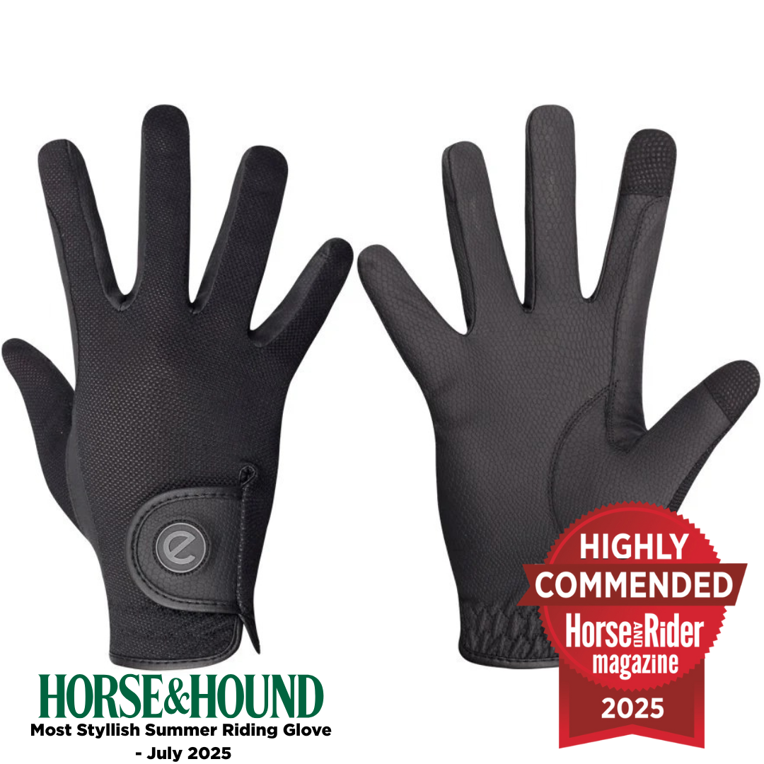 eQUEST GripPro X-LITE Riding Gloves - Black Regular Cuff