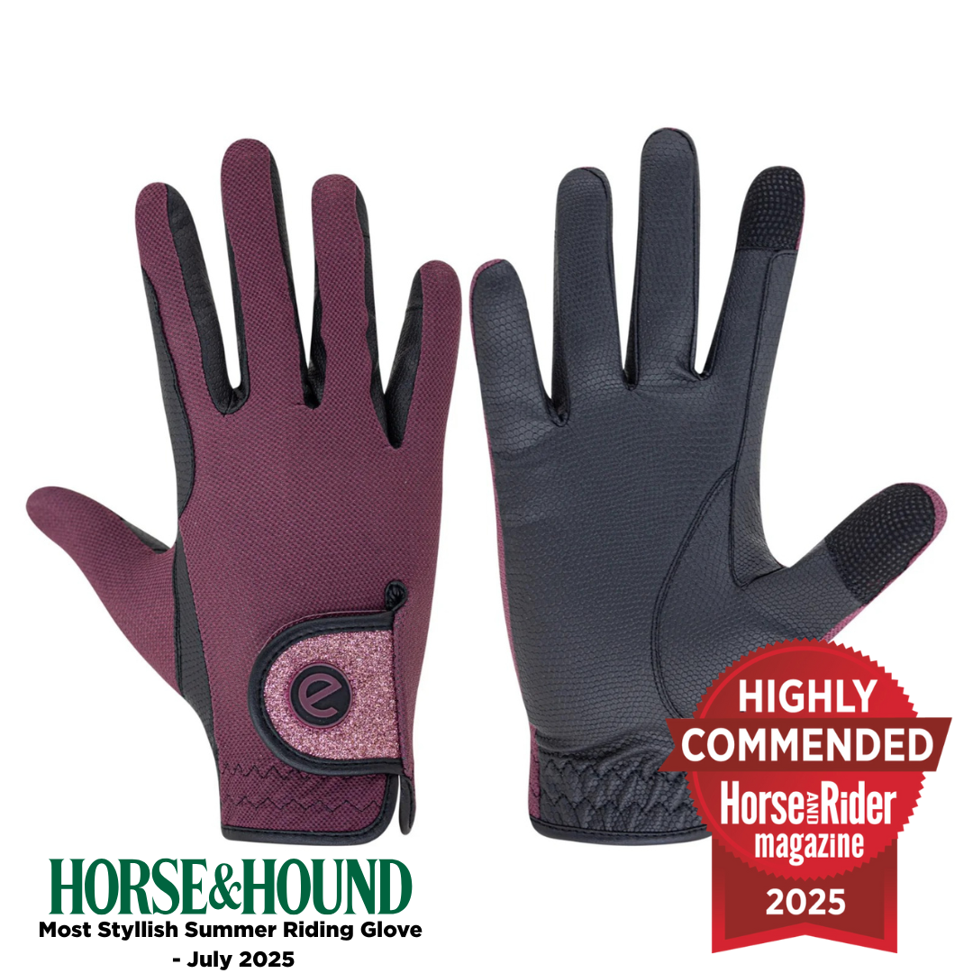 eQUEST GripPro X-LITE Riding Gloves - Merlot Glitter Cuff