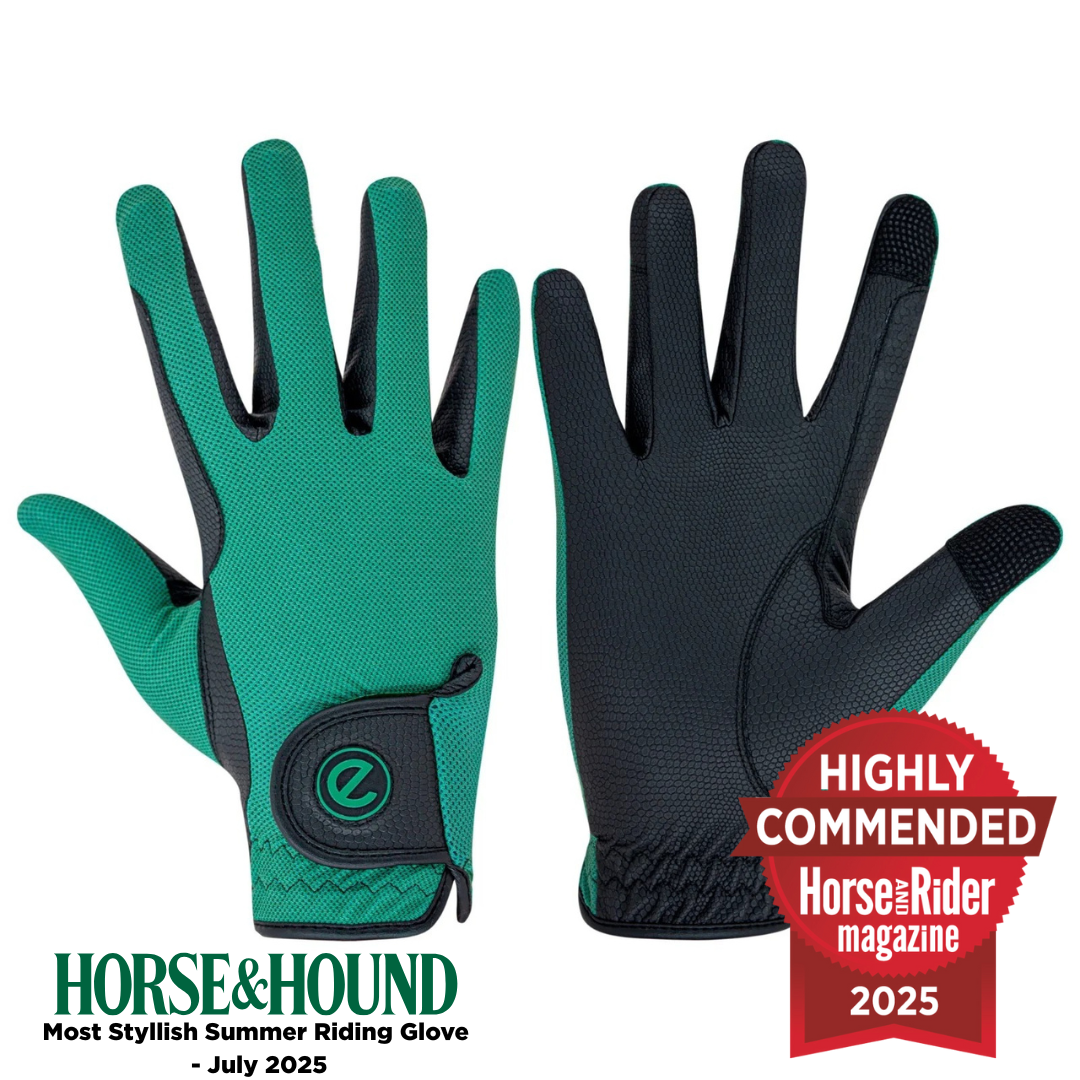 eQUEST GripPro X-LITE Riding Gloves - Alpine Green Regular Cuff