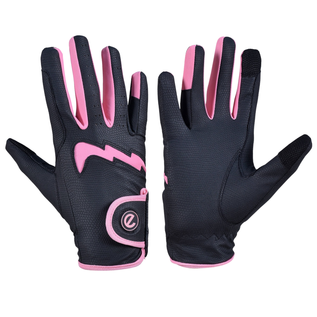 eQUEST GripPro LITE V3 Lightweight Riding Gloves – Black / Blush Pink | Lightweight, Grippy & Breathable