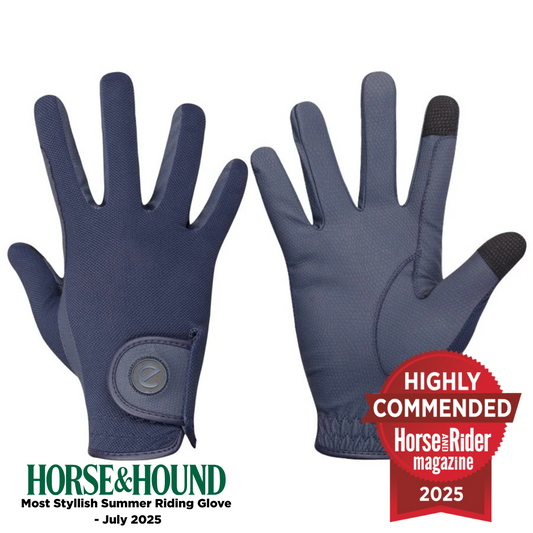 eQUEST GripPro X-LITE Riding Gloves - Blue Regular Cuff