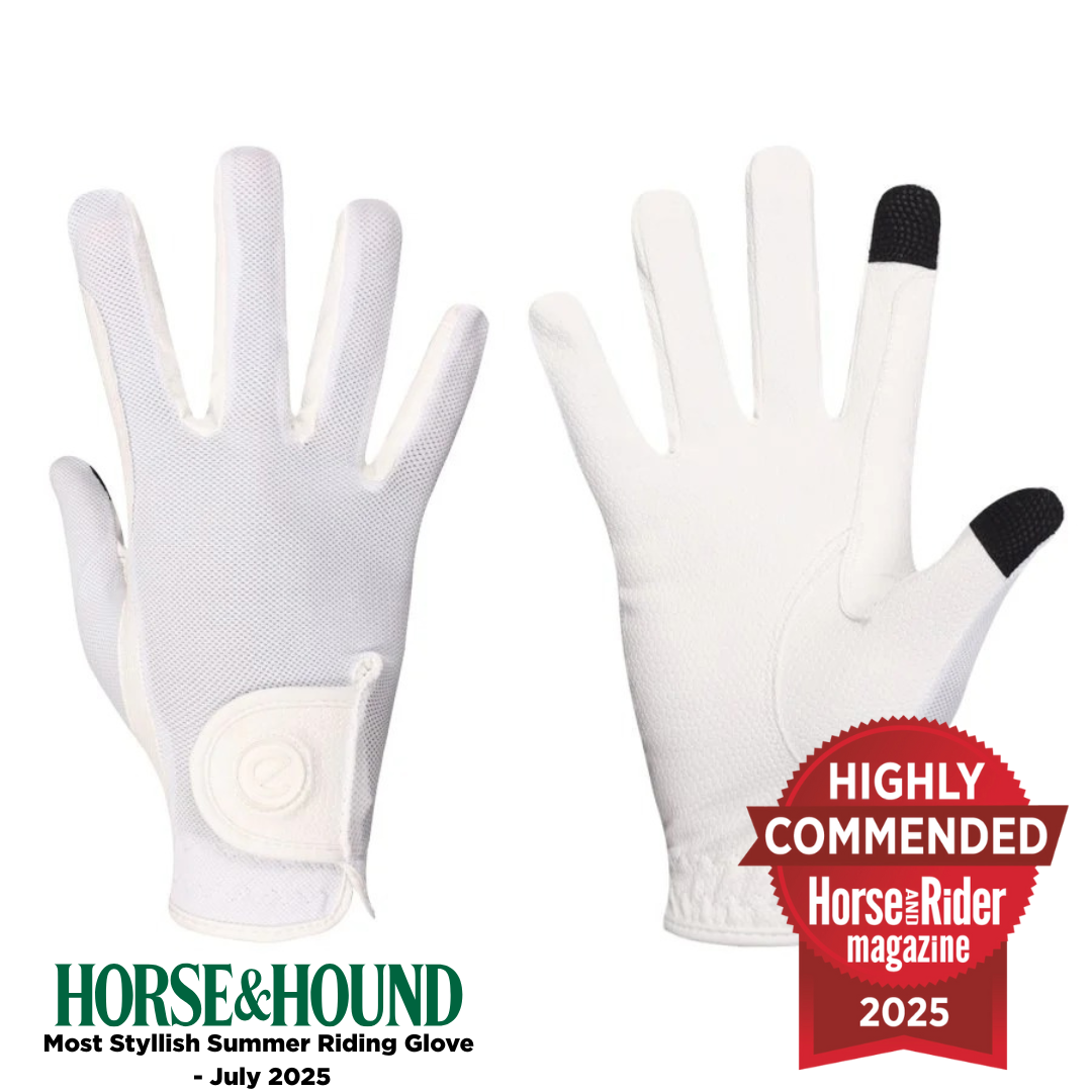 eQUEST GripPro X-LITE Riding Gloves - White Regular Cuff