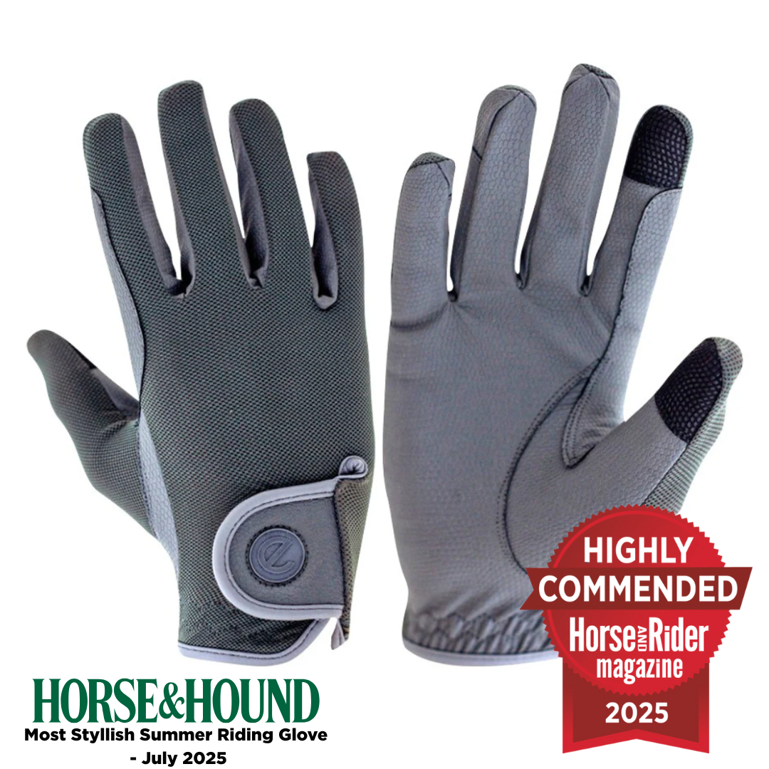 eQUEST GripPro X-LITE Riding Gloves - Grey Regular Cuff