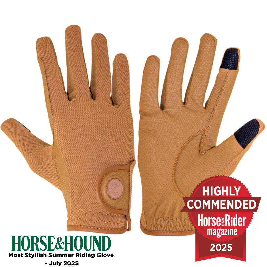 eQUEST GripPro X-LITE Riding Gloves - Caramel Regular Cuff