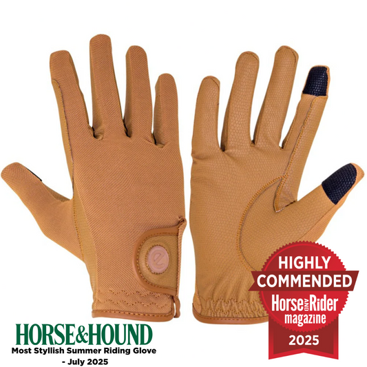 eQUEST GripPro X-LITE Riding Gloves - Caramel Regular Cuff