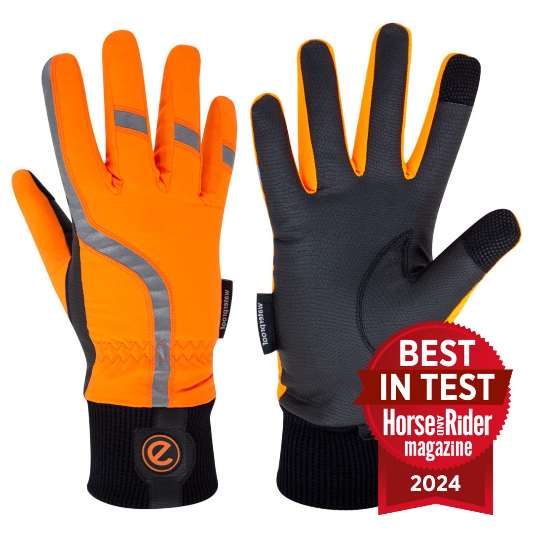 eQUEST Waterproof Hi-Vis Riding & Yard Gloves – Hi-Vis Reflective Orange | Warm & Reflective