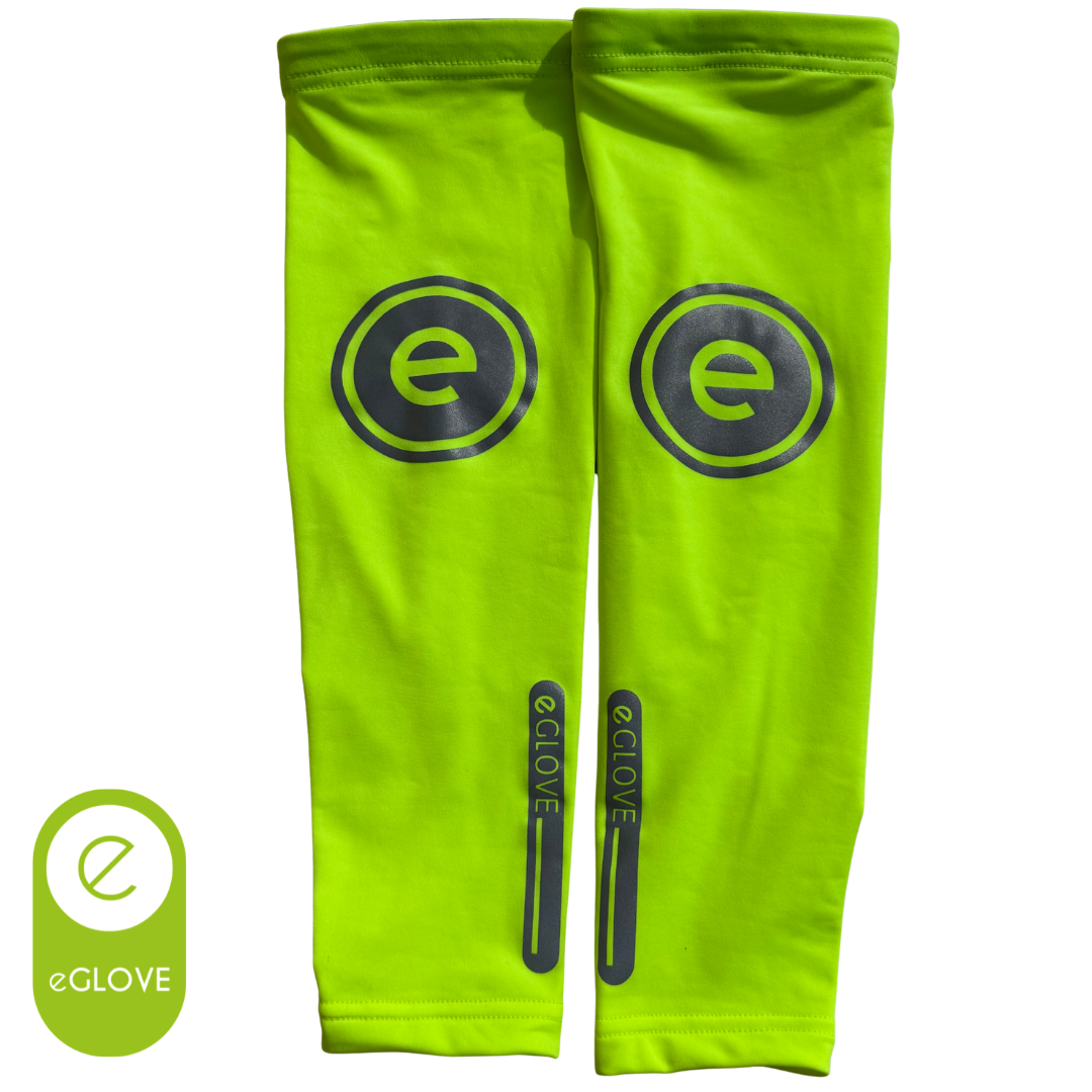 eGLOVE Hi-Vis Armsleeves – Fluoro Yellow | Reflective Running Arm Warmers