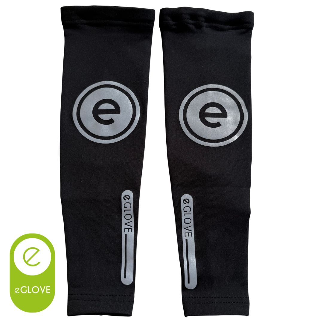 eGLOVE Hi-Vis Armsleeves – Black | Reflective Running Arm Warmers