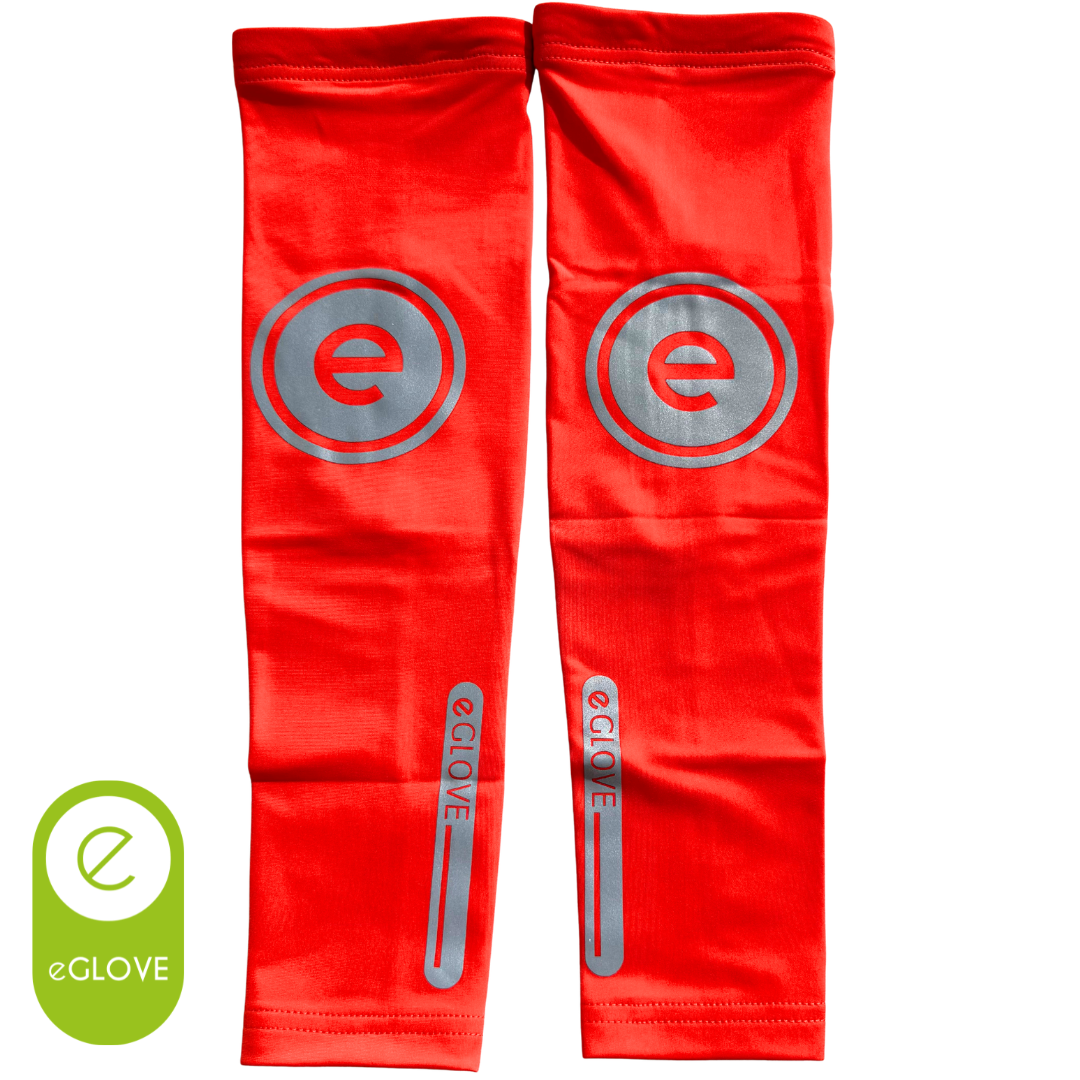 eGLOVE Hi-Vis Armsleeves – Orange | Reflective Running Arm Warmers