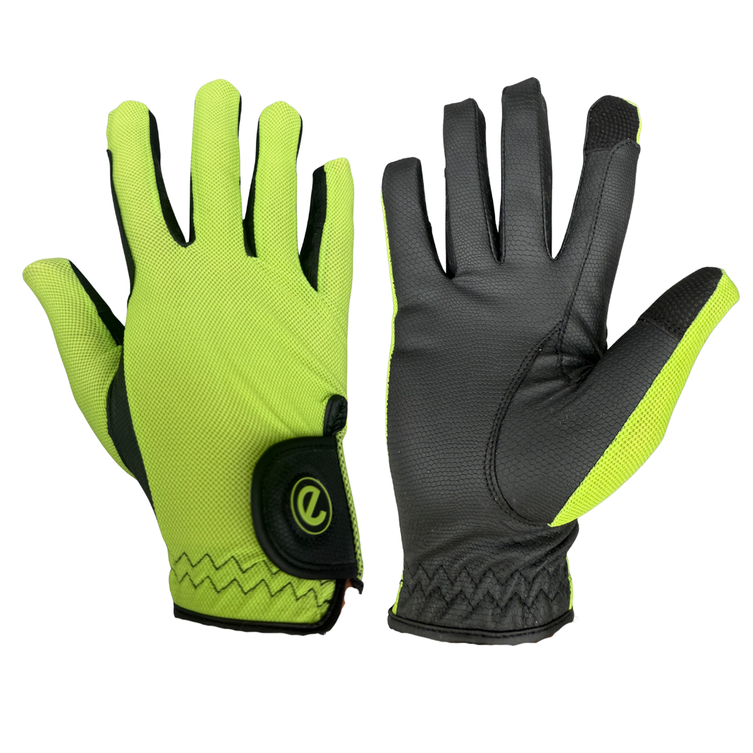 eQUEST GripPro X-LITE Riding Gloves - Lime Green Regular Cuff