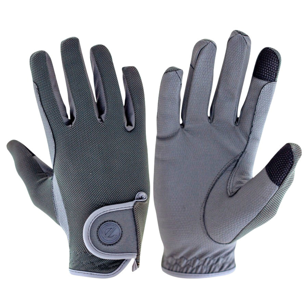 eQUEST GripPro X-LITE Riding Gloves - Grey Regular Cuff
