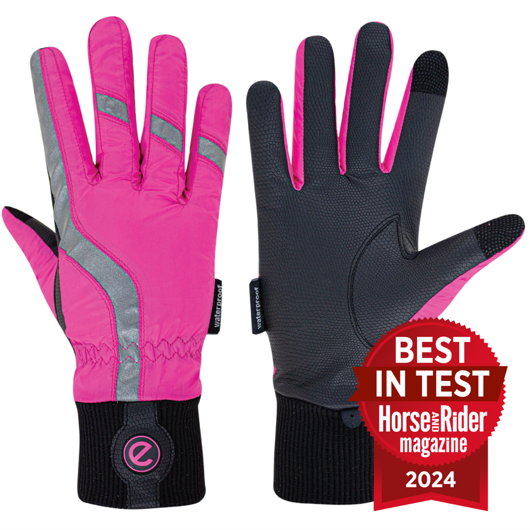 eQUEST Waterproof Hi-Vis Riding & Yard Gloves – Hi-Vis Reflective Pink | Warm & Reflective