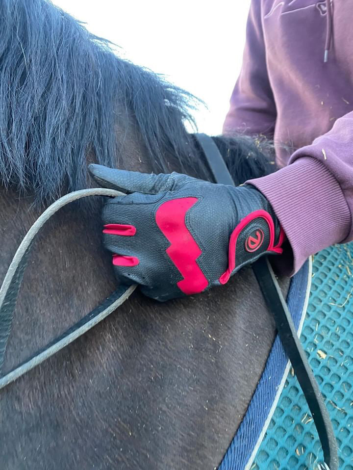 eQUEST GripPro LITE V3 Lightweight Riding Gloves – Black / Red | Lightweight, Grippy & Breathable