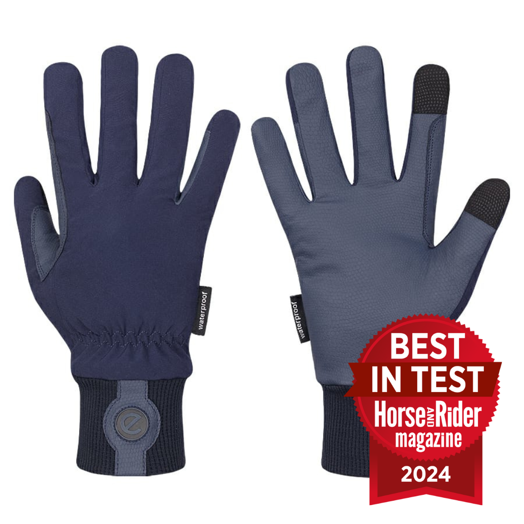 eQUEST Waterproof Riding & Yard Gloves – Blue | Warm, Grippy & Touchscreen