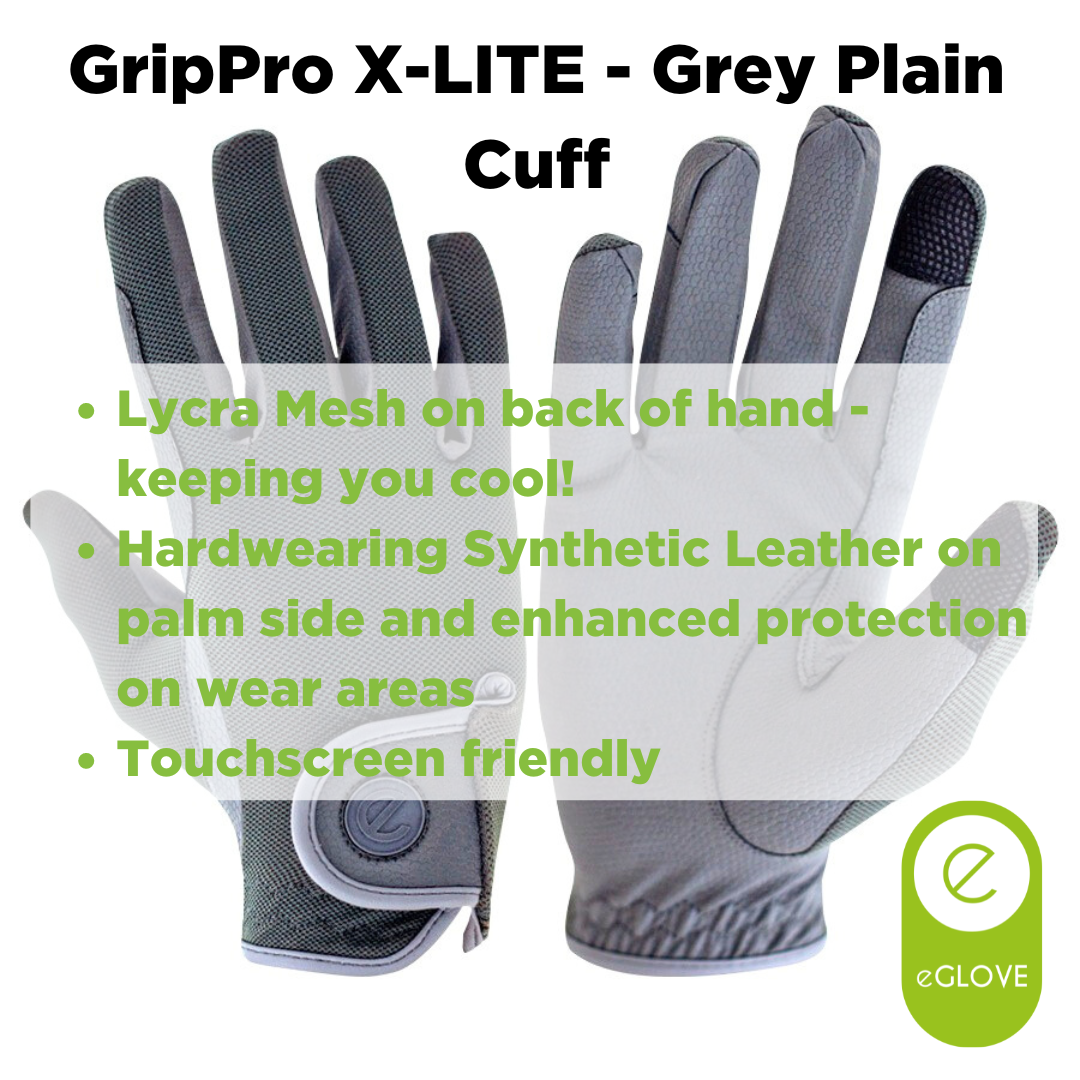 eQUEST GripPro X-LITE Riding Gloves - Grey Regular Cuff