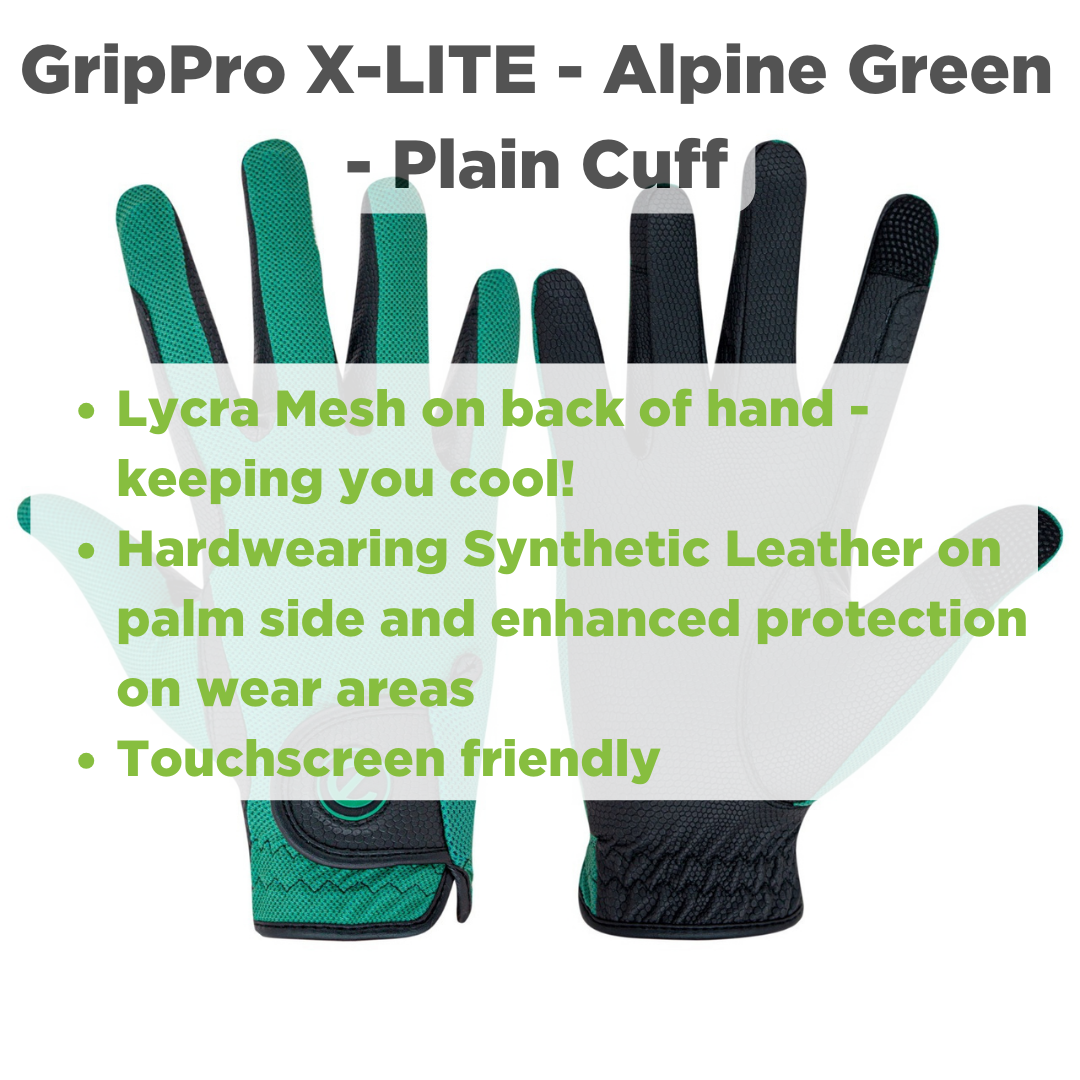 eQUEST GripPro X-LITE Riding Gloves - Alpine Green Regular Cuff