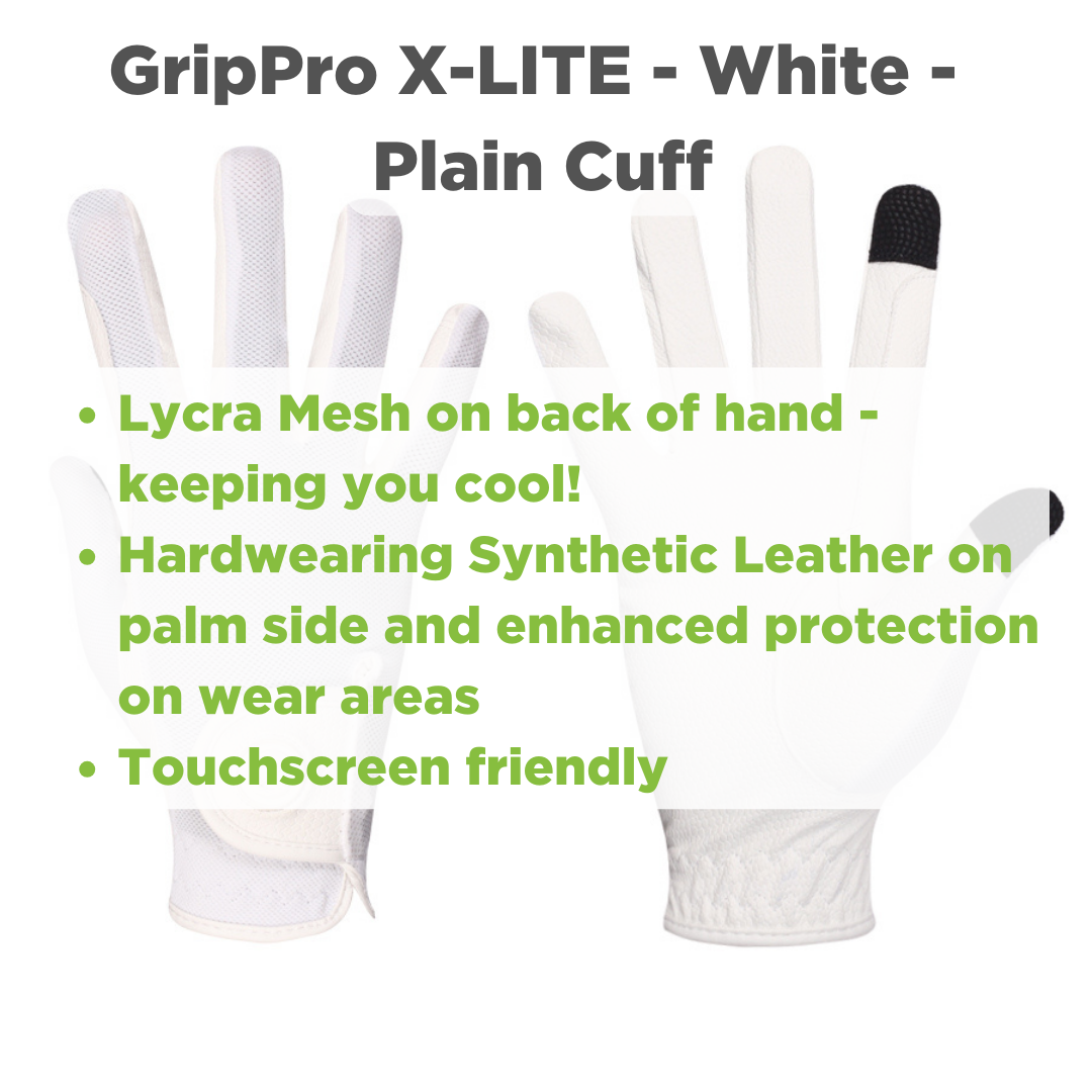 eQUEST GripPro X-LITE Riding Gloves - White Regular Cuff