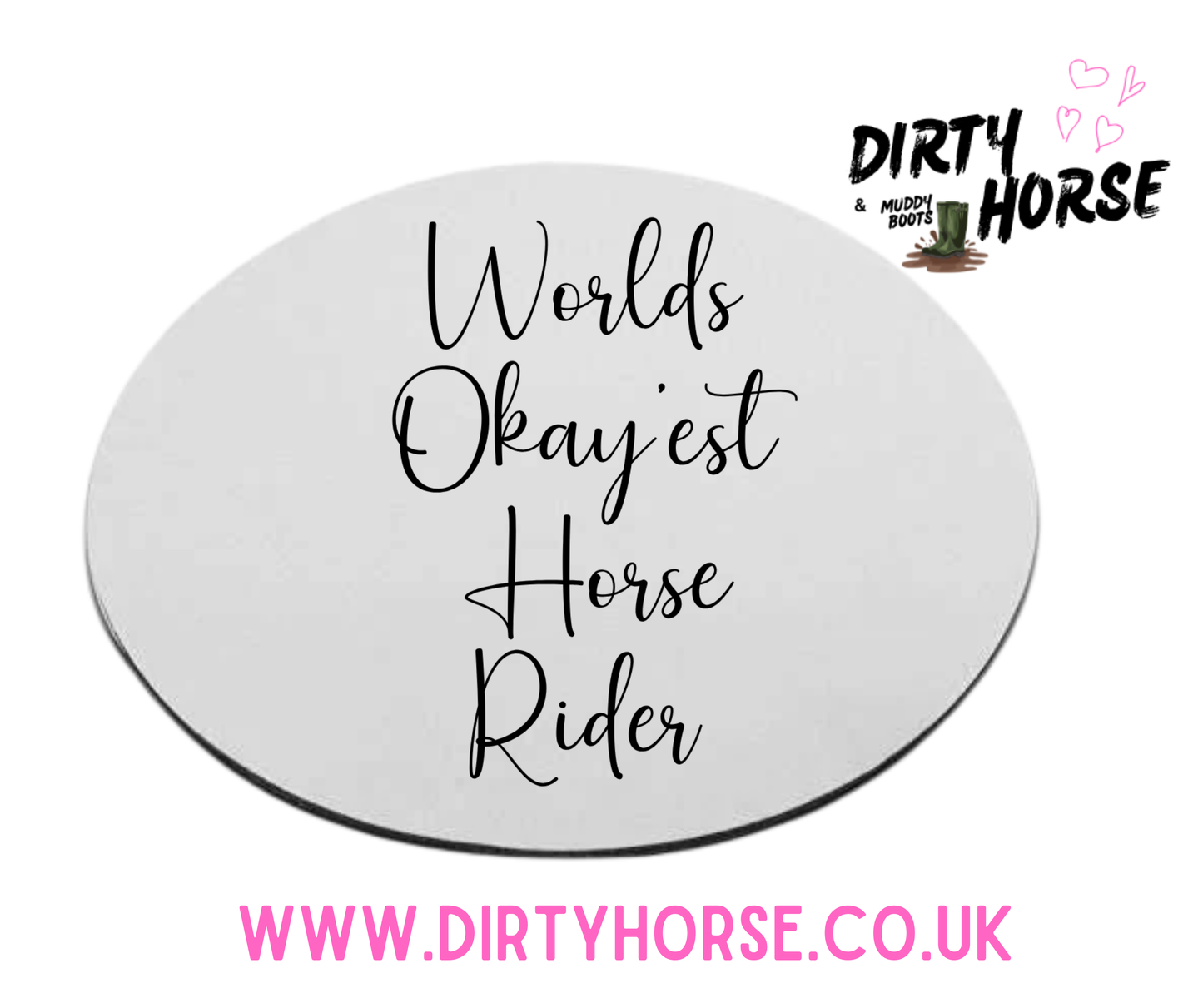 Worlds Okay'est Horse Rider Fabric round mouse pad - 20cm