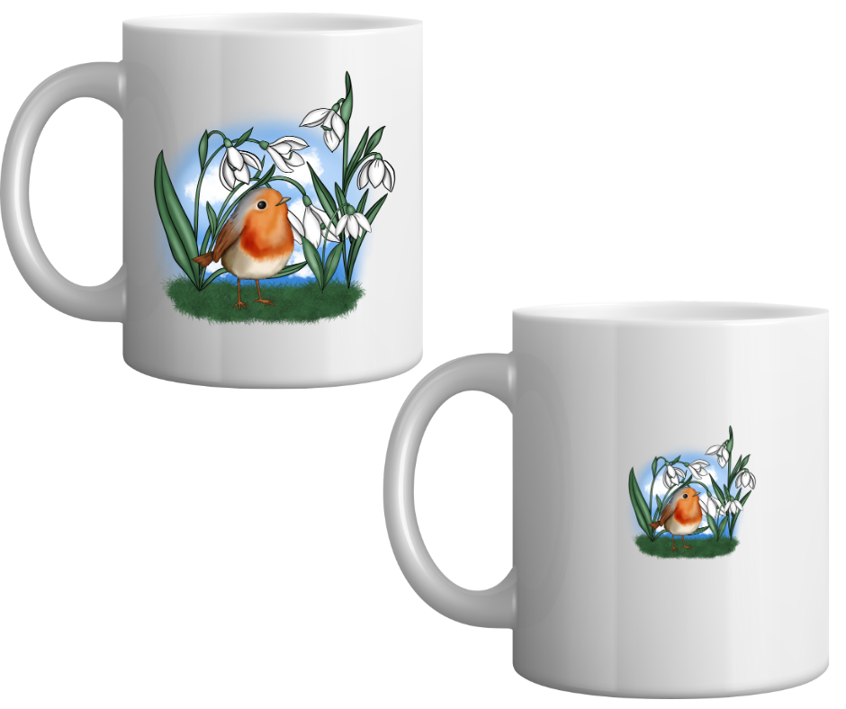 Robin and Snow Drops Mug