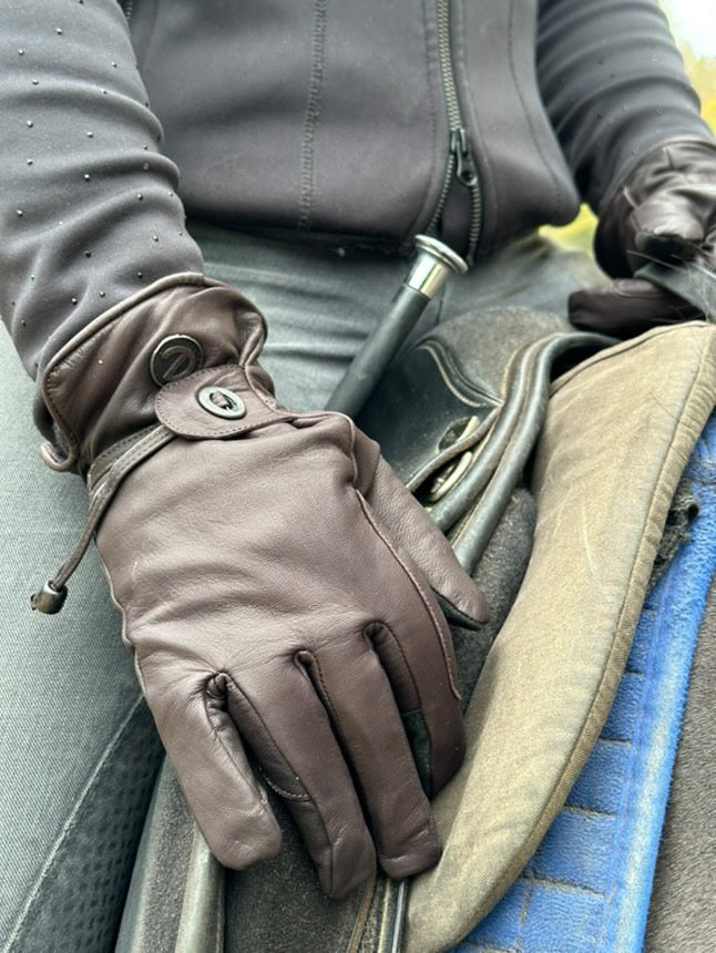 eQUEST GripPro Western Leather Riding Gloves – Brown | Thinsulate Lined | Touchscreen