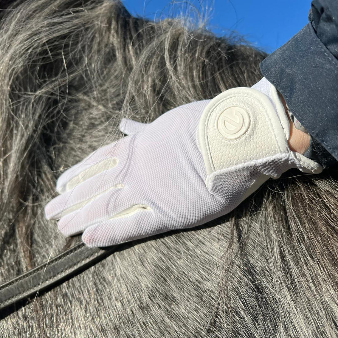 eQUEST GripPro X-LITE Riding Gloves - White Regular Cuff