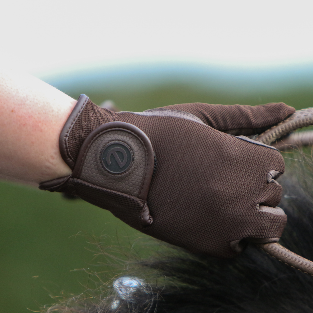 eQUEST GripPro X-LITE Riding Gloves - Brown Regular Cuff
