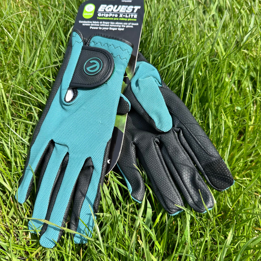 eQUEST GripPro X-LITE Riding Gloves - Alpine Green Regular Cuff