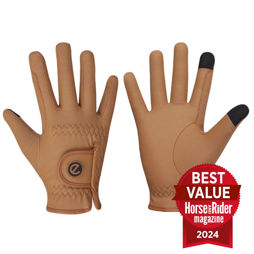 eQUEST GripPro Winter Edition Riding Gloves – Caramel | Warm, Grippy & Touchscreen