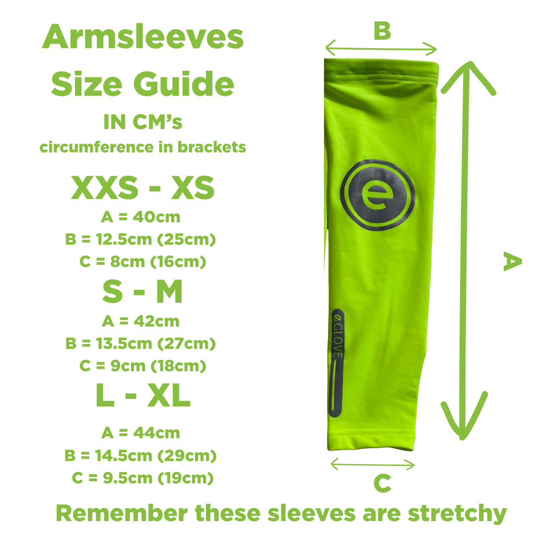 eGLOVE Hi-Vis Armsleeves – Fluoro Yellow | Reflective Running Arm Warmers