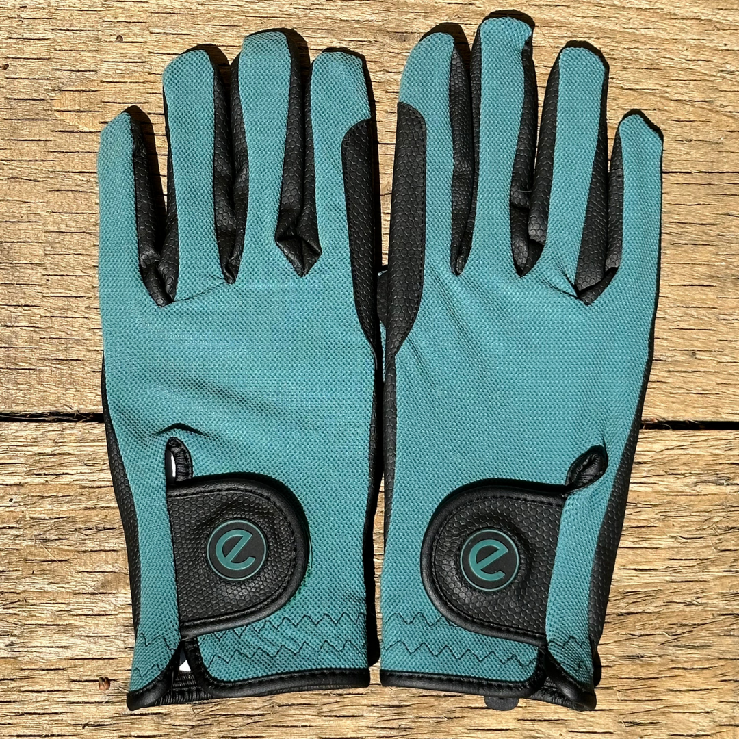 eQUEST GripPro X-LITE Riding Gloves - Alpine Green Regular Cuff