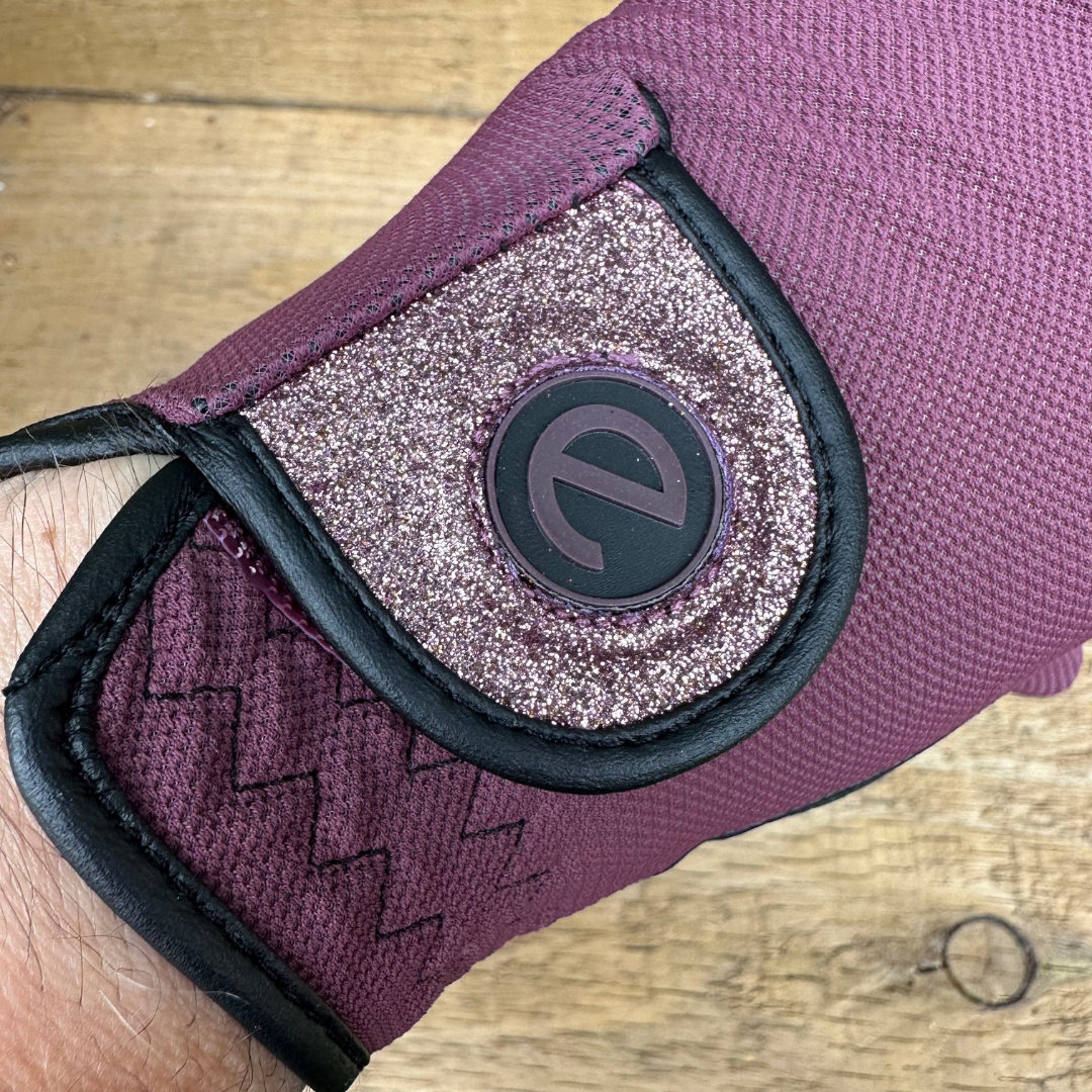 eQUEST GripPro X-LITE Riding Gloves - Merlot Glitter Cuff