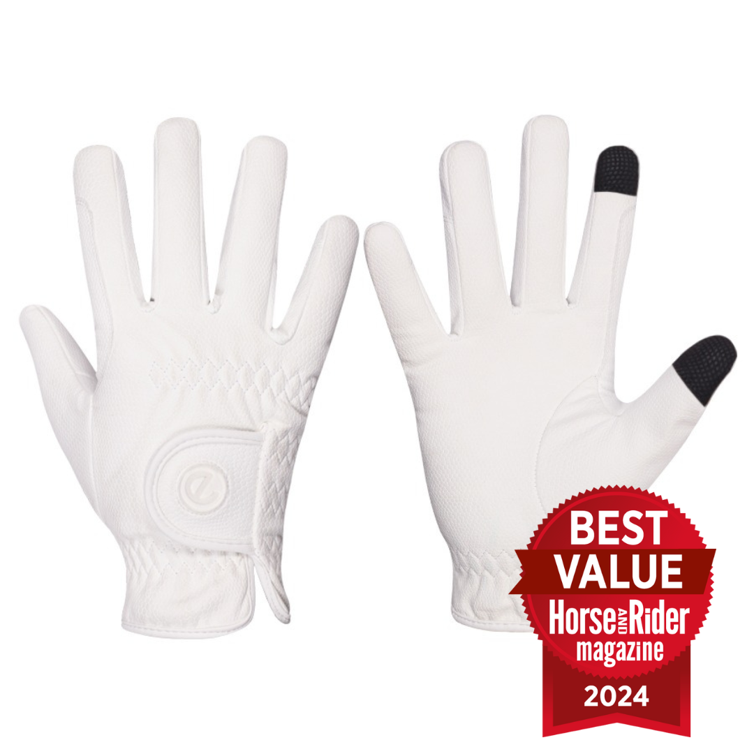 eQUEST GripPro Winter Edition Riding Gloves – White | Warm, Grippy & Touchscreen
