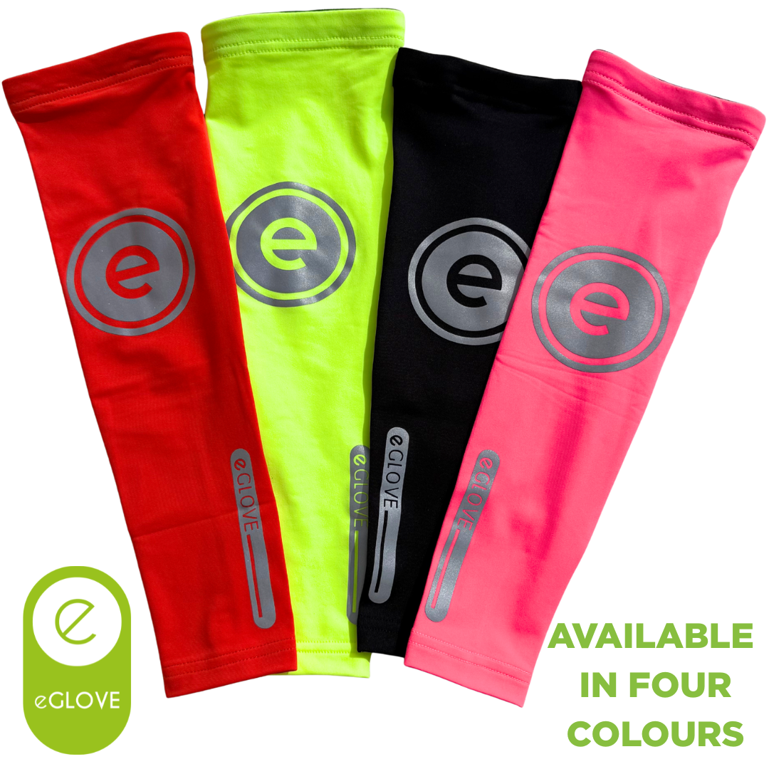 eGLOVE Hi-Vis Armsleeves – Black | Reflective Running Arm Warmers