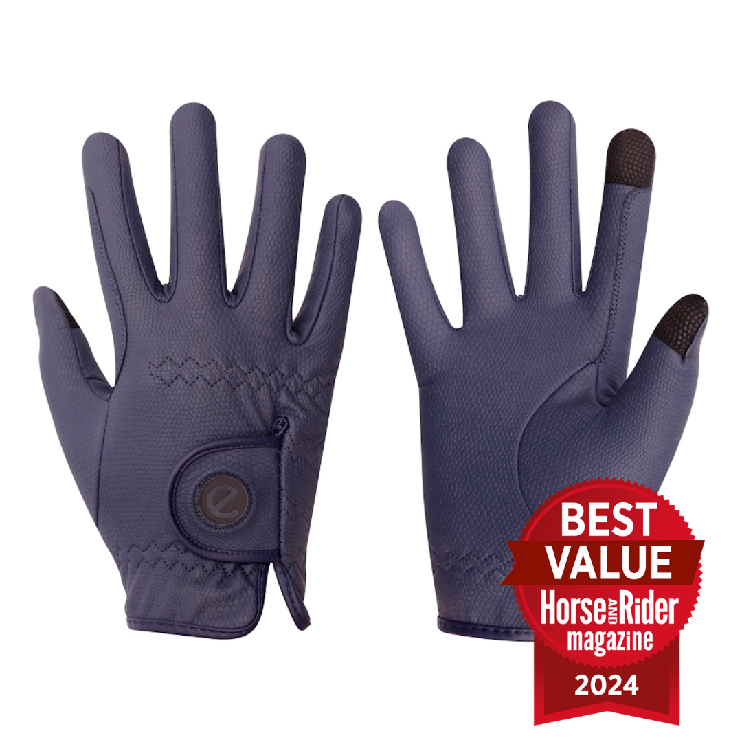 eQUEST GripPro Winter Edition Riding Gloves – Navy Blue | Warm, Grippy & Touchscreen